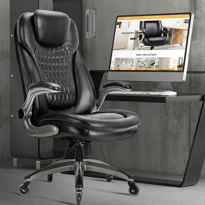 Executive Office Chair-Ergonomic Computer Desk Chair, High Back Leather Chair - Image 2
