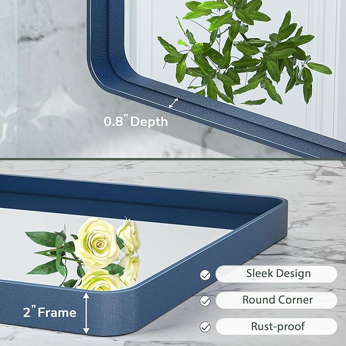 TokeShimi 48 x 24 Inch Wall Mirror Blue Bathroom Vanity Mirror - Image 4