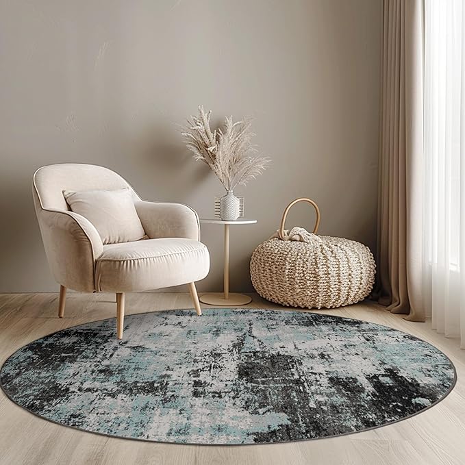 Washable Area Rugs 4ft Non-Slip Modern Abstract Soft by RELEANY