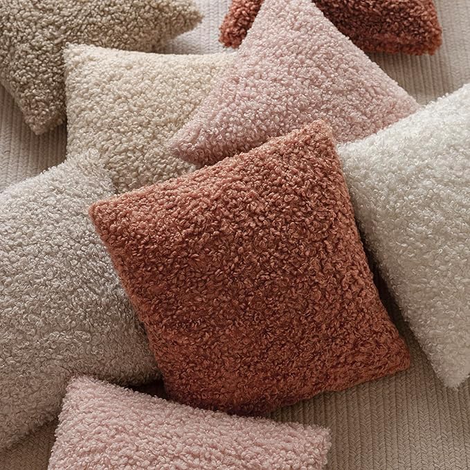 Foindtower Set of 2 Curly Teddy Wool Pillow Covers Decorative Boucle Textured - Image 7