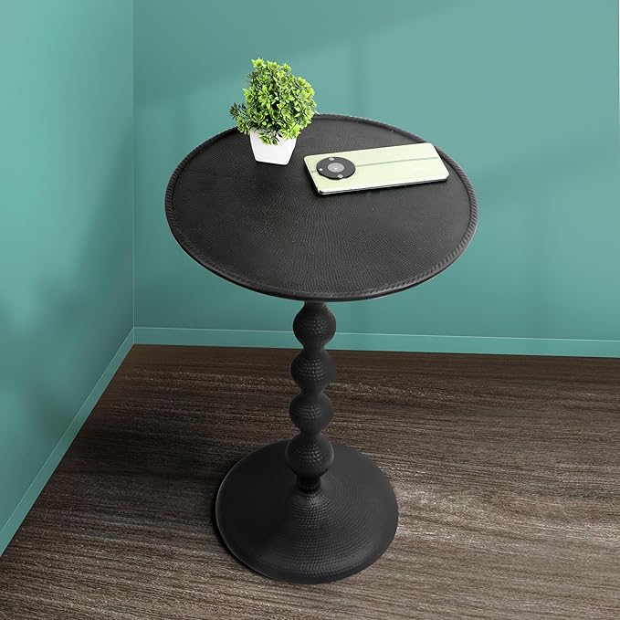 CLEENTABLE Pedestal Round Lightweight Metal Side Table - Image 4