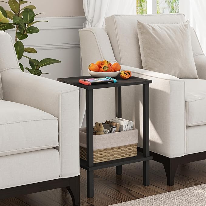 TUTOTAK End Table, Side Table, Nightstand, 2-Tier Storage Shelf, Sofa Side Table - Image 4