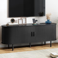 63" TV Stand with Power Outlet, Modern Media Console with Sliding Doors by ComfyCorner