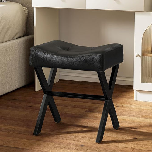 18-Inch Leather Vanity Stool Chair, Vanity Bench - Image 2