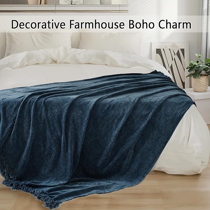 Chenille Throw Blanket for Couch 50"X 60", Soft Cozy Throws - Image 5