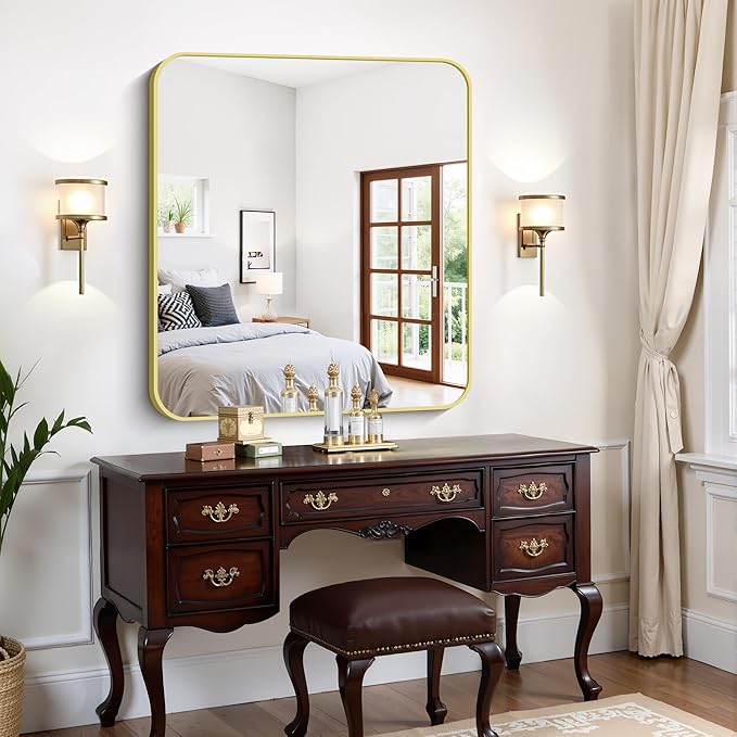 FORBATH 40x36 Inch Gold Bathroom Mirror - Image 3