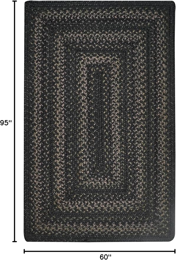Homespice Jet Black Braided Area Rugs 5x8' – Primitive Gray and Black Rug - Image 2