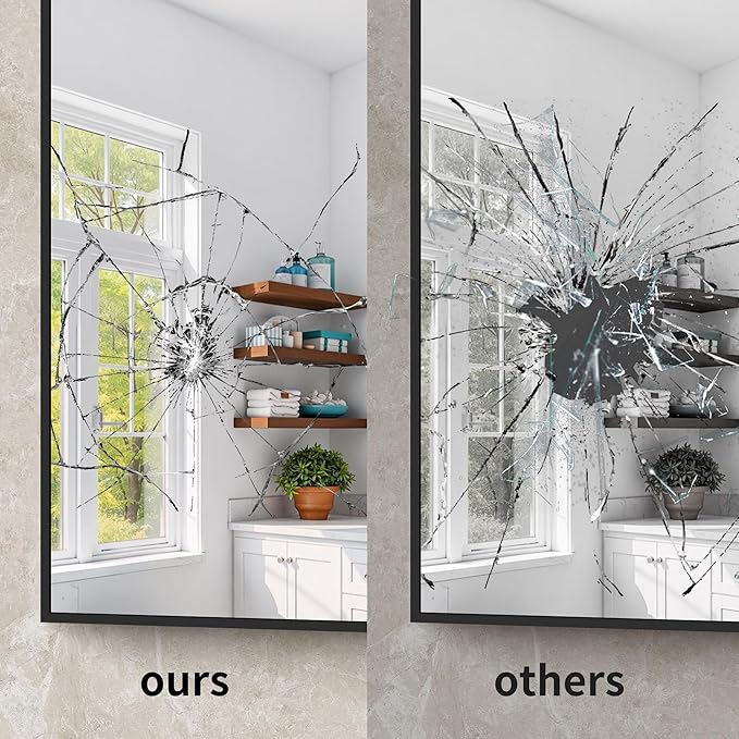 YIROMAN Bathroom Mirror 30"x36", Matte Black Bathroom Mirror - Image 6