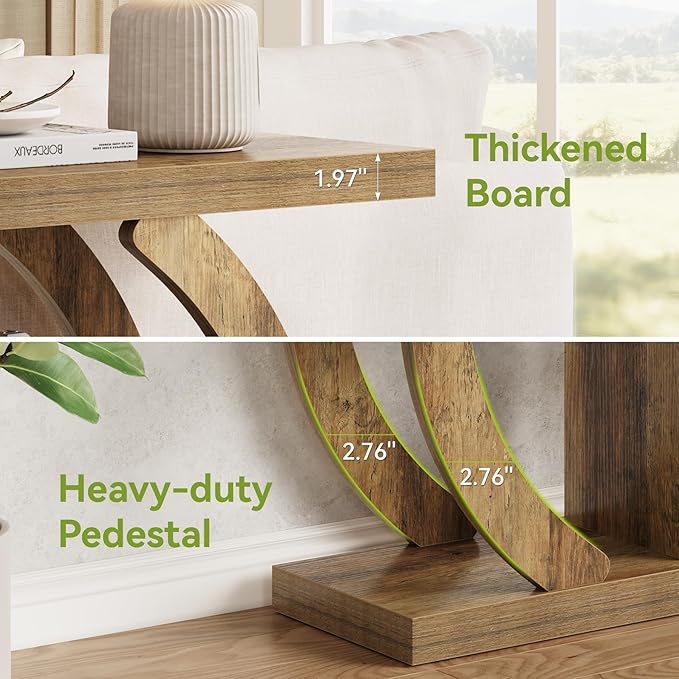 LITTLE TREE Console Table, 4-Tier Farmhouse Wooden Sofa Table Behind Couch - Image 5