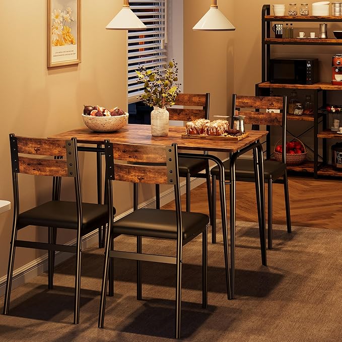 Dining Table for 4, Small Table and Chairs Set of 4, Square Dinette Set for 4 - Image 3
