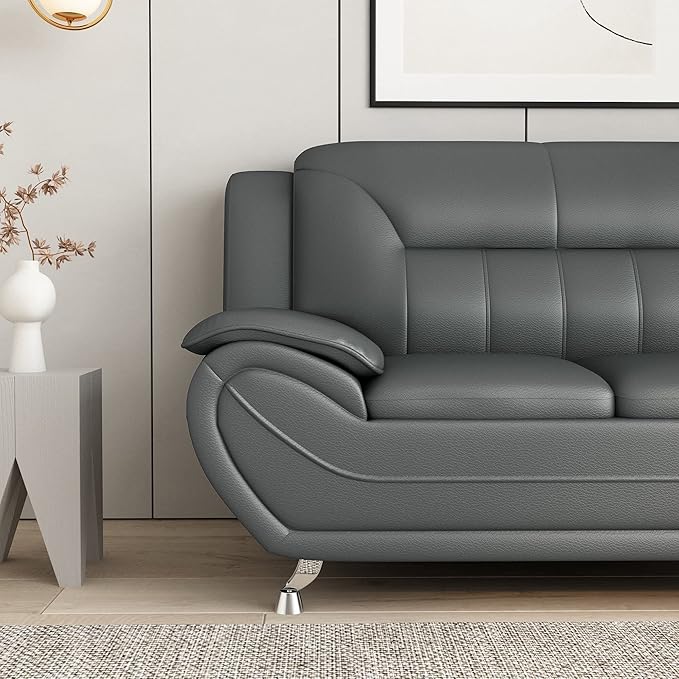 Container Furniture Direct Michael Modern Faux Leather Upholstered Stainless - Image 4