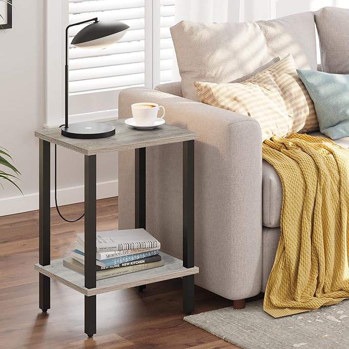 TUTOTAK End Table, Side Table, Nightstand, 2-Tier Storage Shelf, Sofa Side Table - Image 7