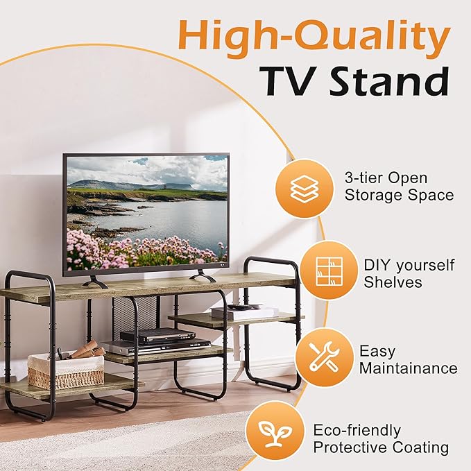 VECELO TV Stands for 55 Inch, Entertainment Center/Media Console Table - Image 6