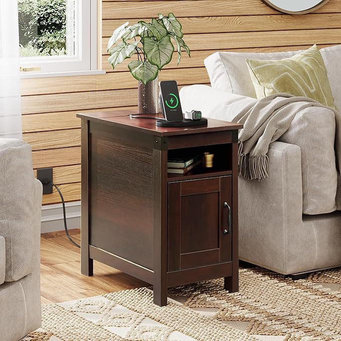 WLIVE End Table with Charging Station, Narrow Side Table - Image 5