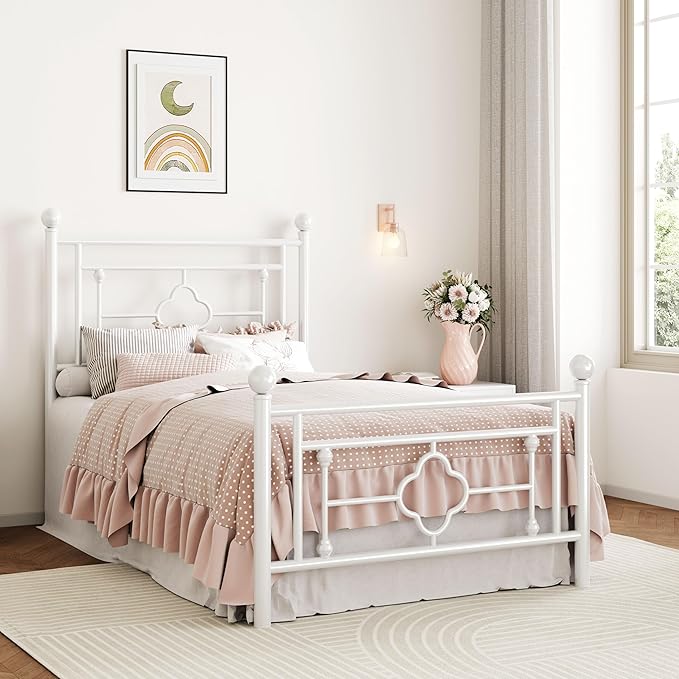 SHA CERLIN 14 Inches Twin Size Metal Platform Bed Frame/Vintage Iron-Art - Image 3