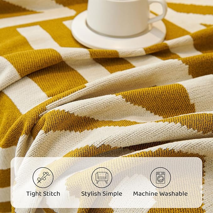 STACYPIK Boho Couch Cover, Ginger Yellow Sofa Cover - Image 4