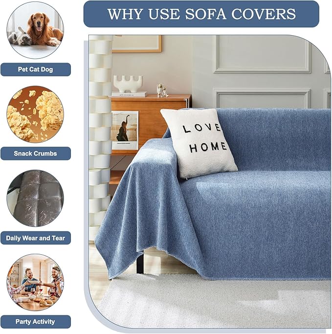STACYPIK Durable Simple Blue Sofa Cover - Image 5
