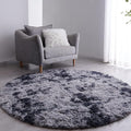 FJZFING Tie-Dyed Dark Grey Round Rug Ultra-Soft Plush Modern 5x5 Circle Area Rug by FJZFING