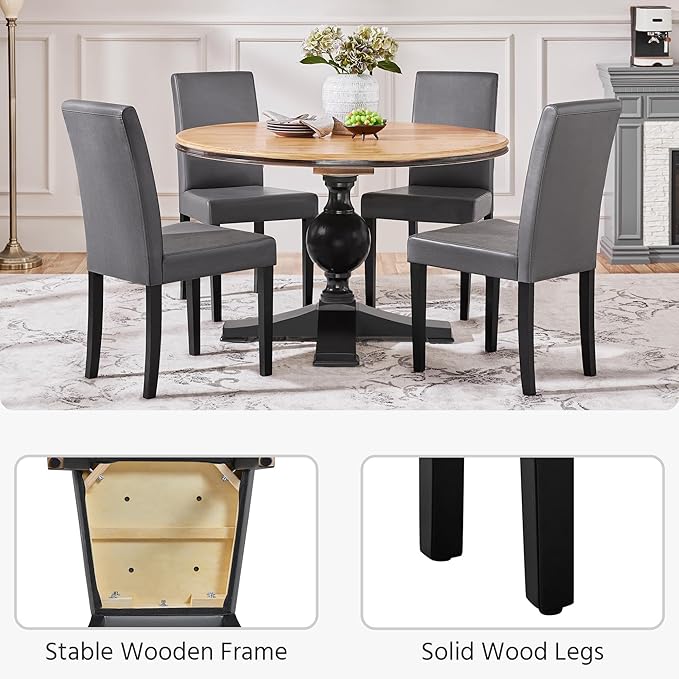 Yaheetech Dining Chairs Set of 6 Faux Leather Modern Dining Room Chairs - Image 7