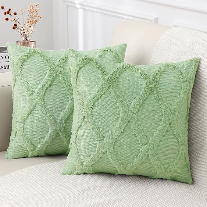 decorUhome Throw Pillow Covers 26x26 Inch Set of 2, Soft Plush Faux Fur Wool by decorUhome