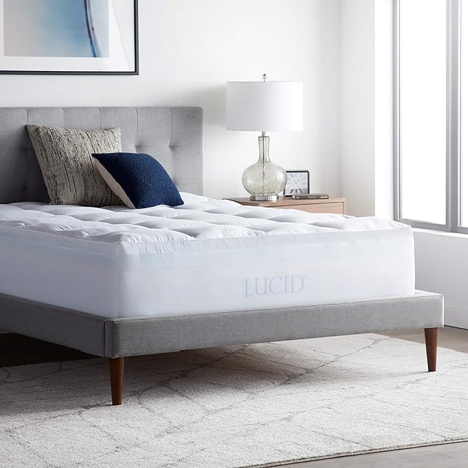 LUCID 4 Inch Down Alternative and Gel Memory Foam Mattress Topper - Image 7