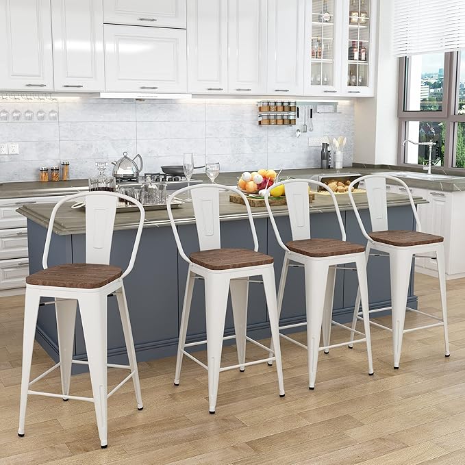 Yongqiang Metal Bar Stools Set of 4 Kitchen Island Counter Height Bar Stools - Image 6