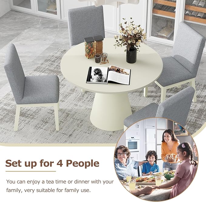 ERYE Contemporary Wooden Round Dining Table, More Decorative Rubber Wood - Image 6
