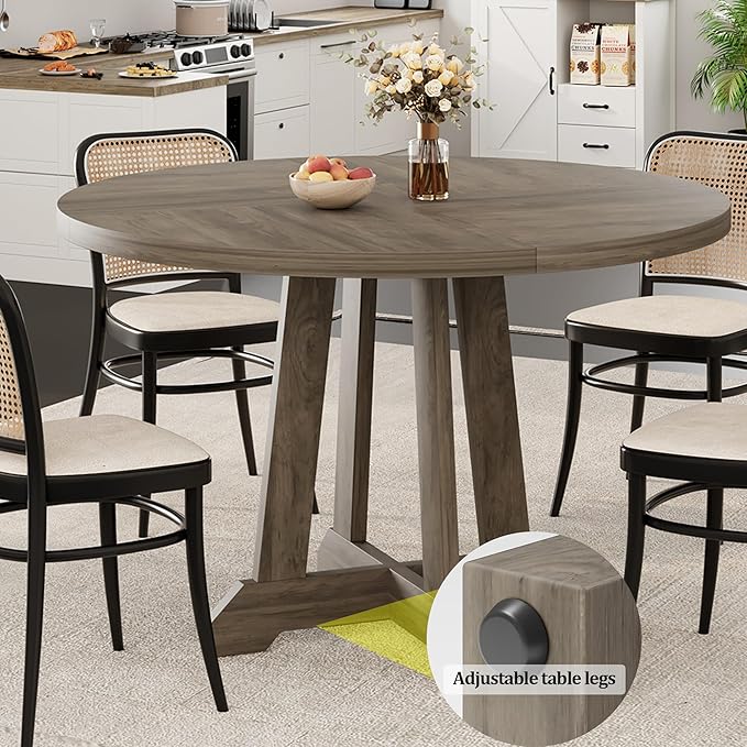 GarveeHome Round Dining Table for 4, Kitchen Dining Room Circle Dinner Pedestal - Image 7