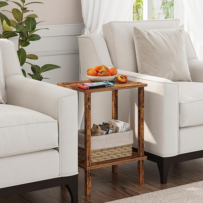 TUTOTAK End Table, Side Table, Nightstand, 2-Tier Storage Shelf, Sofa Table - Image 6