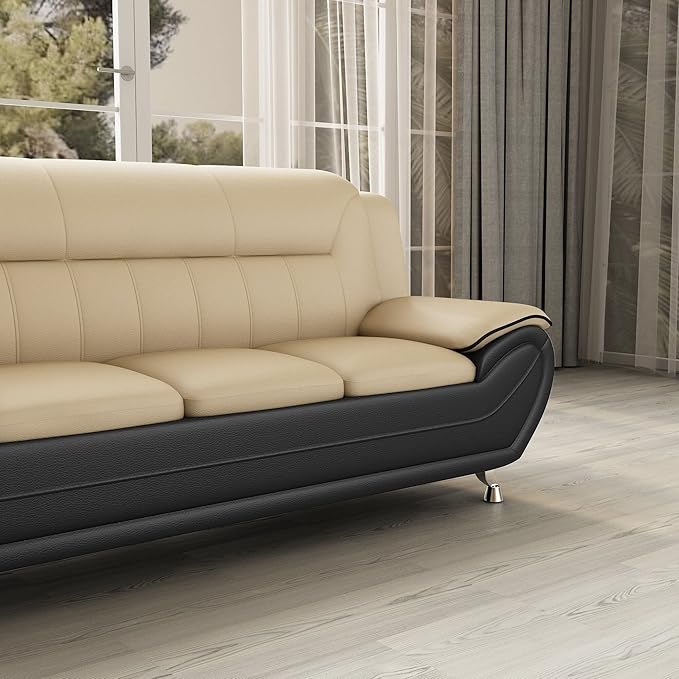 Container Furniture Direct Michael Modern Faux Leather Upholstered Stainless - Image 12