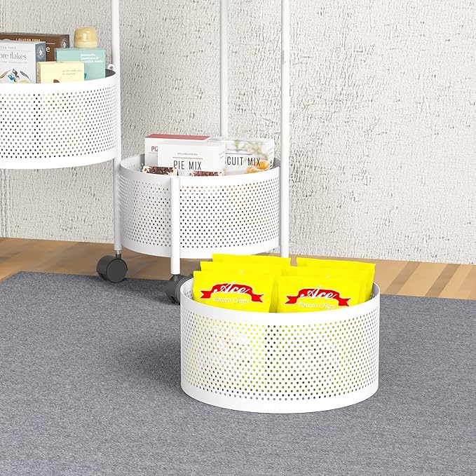JAQ Rotating Fruit Basket, 5-Tier Metal Sturdy Kitchen Storage Rack Carts No - Image 5