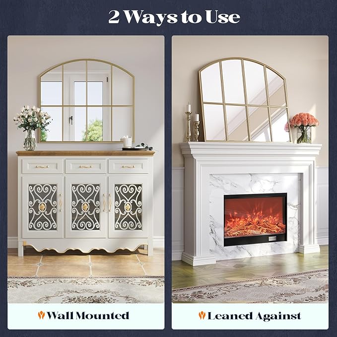 Wide Arched Mirror, Antique Brass Farmhouse Mirrors - Image 8