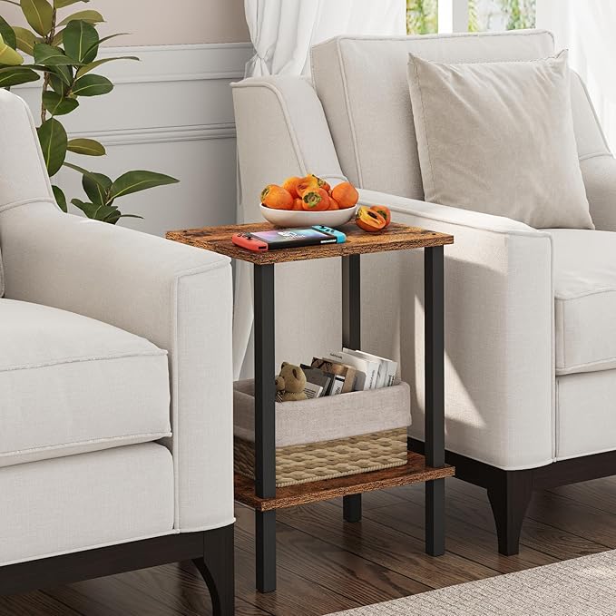 TUTOTAK End Table, Side Table, Nightstand, 2-Tier Storage Shelf, Sofa Side Table - Image 4