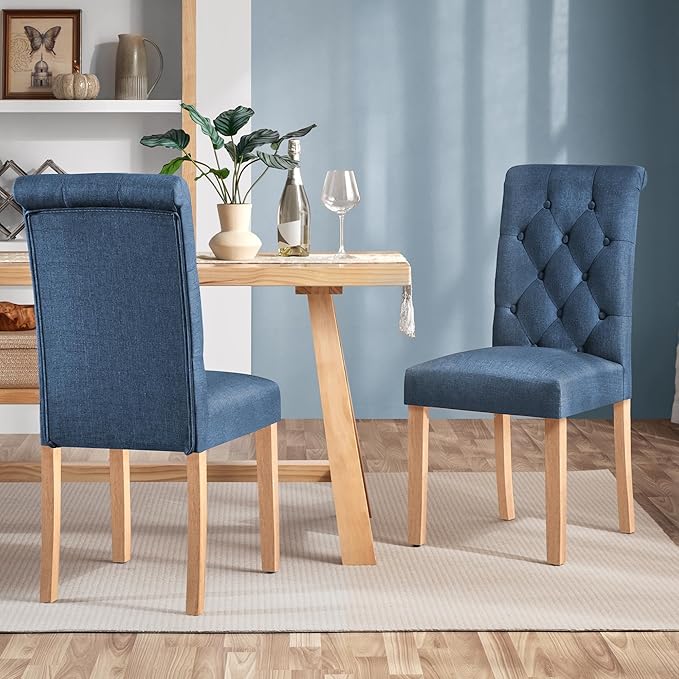 Yaheetech Dining Chairs Set of 2 Fabric Upholstered Dining Room Chairs - Image 2