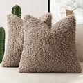 Foindtower 2 Pieces 20x20 Inch Khaki, Faux Fur Throw Pillow Cover Accent Sherpa by Foindtower