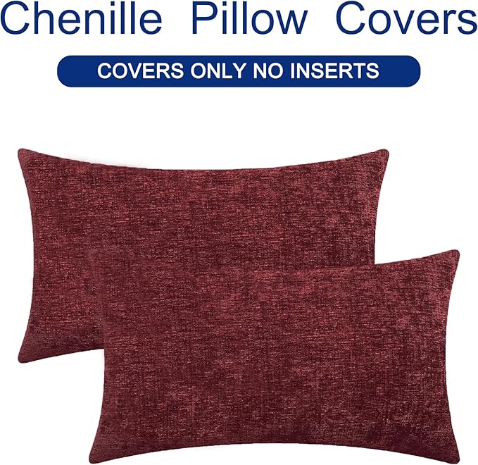 CaliTime Throw Pillow Covers Decorative 16 X 26 Inches Pack of 2 Cozy Chenille - Image 6