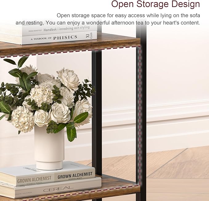 Narrow Side Table for Small Space Set of 2, 3-Tier Small End Table - Image 8