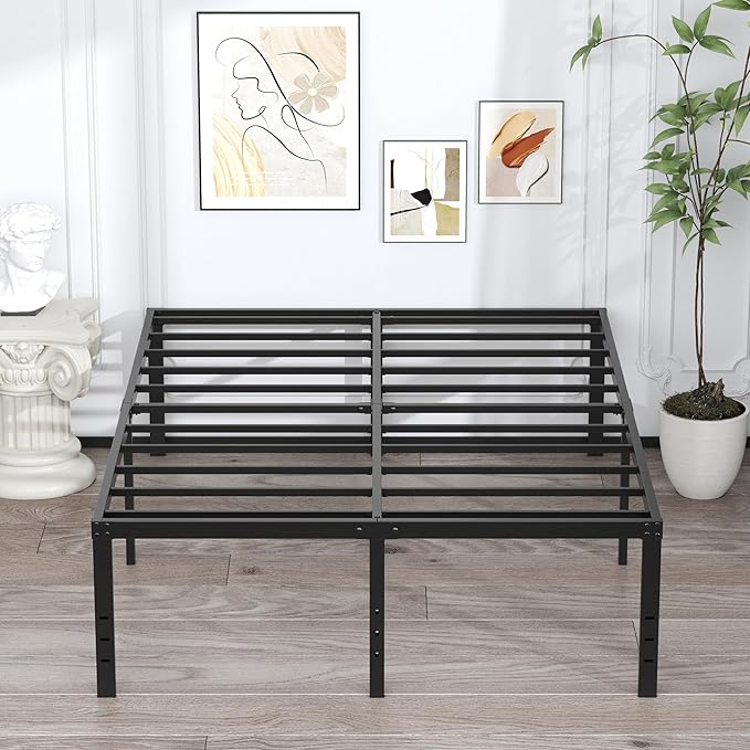EMODA 20 Inch Queen Bed Frame No Box Spring Needed Heavy Duty Metal Tall - Image 8