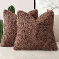 Foindtower 2 Pieces 22x22 Inch Red Brown, Faux Fur Throw Pillow Cover Accent by Foindtower