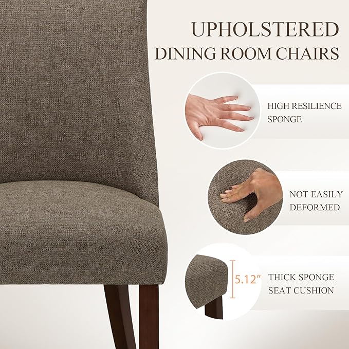 COLAMY Upholstered Dining Chairs Set of 4, Mid Century Modern Kitchen Chairs - Image 4