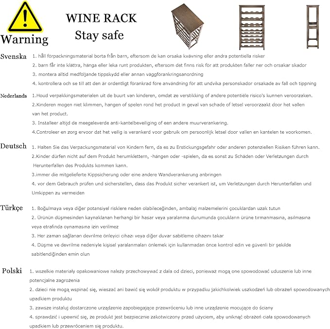 24-Bottle Wine Rack, 6 Tier Bamboo Wine Display Storage Shelves - Image 7