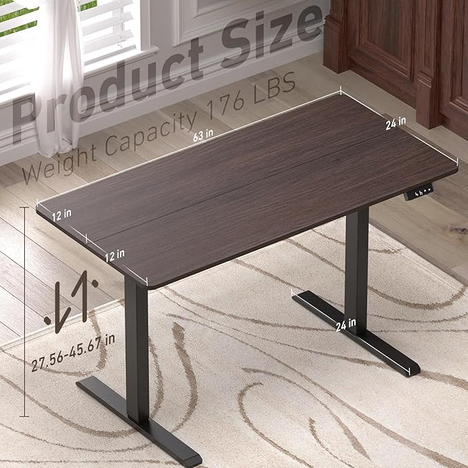 Ywin Electric Height Adjustable Standing Desk, 63 x 24 inches, Ergonomic Stand - Image 3