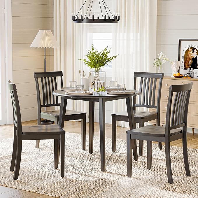COLAMY Wooden Dining Chairs Set of 6, Solid Rubberwood Kitchen & Dining Room - Image 2