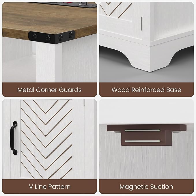 RoyalCraft Farmhouse Nightstand, Bedside Table Set of 1 - Image 6
