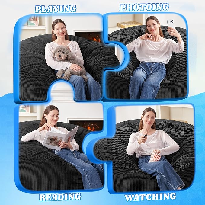 HABUTWAY 6FT Bean Bag Chair, Giant Bean Bag Chairs - Image 4