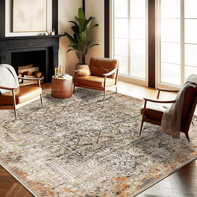 Area Rug 6'x9' Washable Vintage Traditional Floor Cover Thin Retro Kitchen by CHAMPLANT