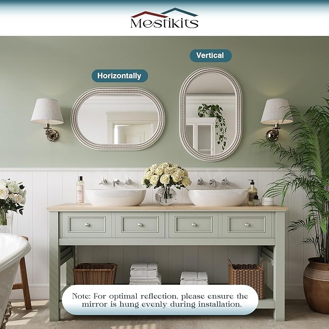 Boho Oval Mirror, Wooden Rustic Decorative Mirror - Image 5