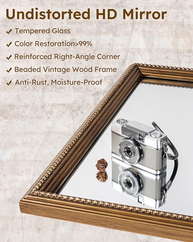 Axeman 24x36 Wood Wall Mirror, Rustic Bathroom Mirror, Vintage Wall Mounted - Image 3