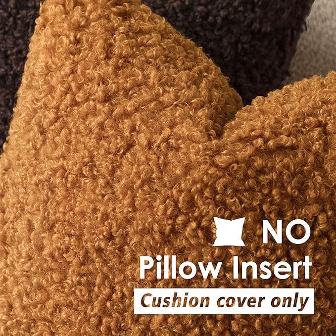 Foindtower 2 Pieces 16x16 Inch Orange, Faux Fur Throw Pillow Cover Accent - Image 3