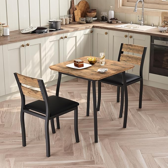GAOMON Dining Table Set for 2, 3 Piece Small Kitchen Table and 2 Upholstered by GAOMON